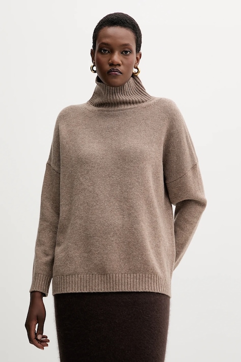 Vlnený sveter Weekend Max Mara BORGIA hnedá farba, s rolákom, 2525366112600