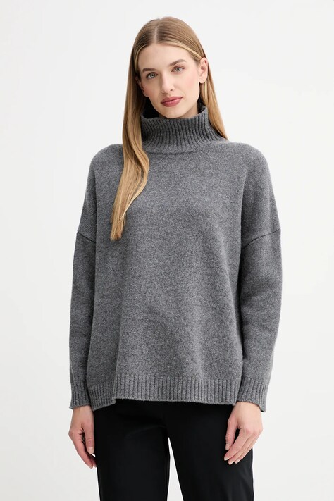 Weekend Max Mara sweter wełniany BORGIA damski kolor szary z golfem 2525366112600