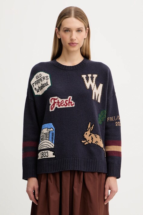 Weekend Max Mara sweter wełniany PAVIDI damski kolor granatowy lekki 2525366262600