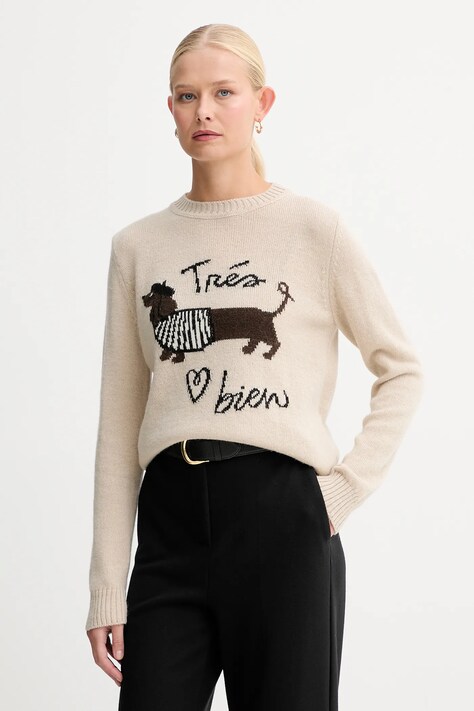 Weekend Max Mara sweter z wełną NITRA damski kolor beżowy 2525366292600