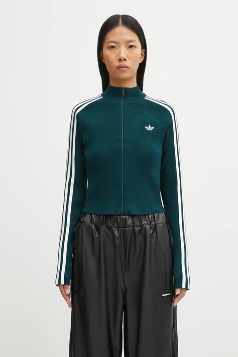 Жилетка adidas Originals Slim Knit Tt дамска в зелено JY2599