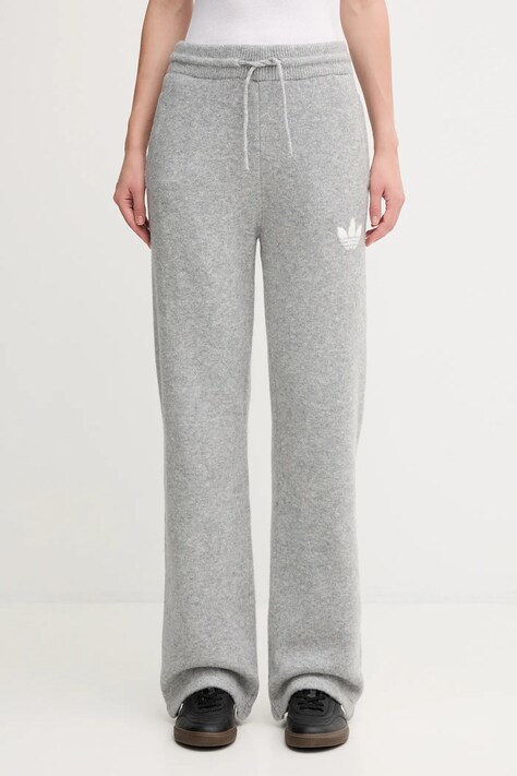 adidas Originals spodnie dresowe z domieszką wełny Knitted Pants kolor szary gładkie KF2534