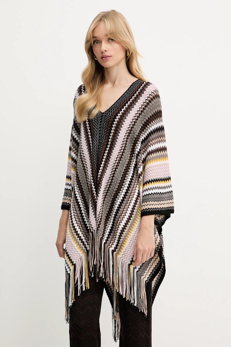 Missoni poncho z wełną kolor brązowy lekkie 9P4EWMDA232