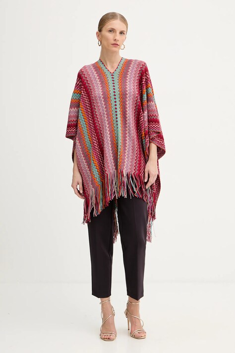 Missoni poncho z dodatkiem wełny kolor czerwony lekkie POQYWMDA224