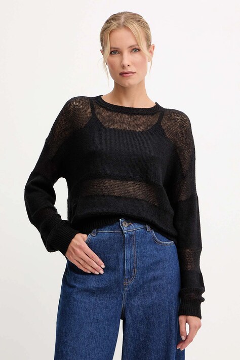 Patrizia Pepe pulover din amestec de lână culoarea negru, light, 2K0335 K296