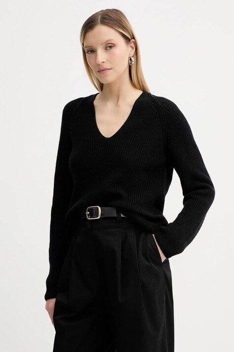 Marc O'Polo sweter bawełniany damski kolor czarny 506605960097