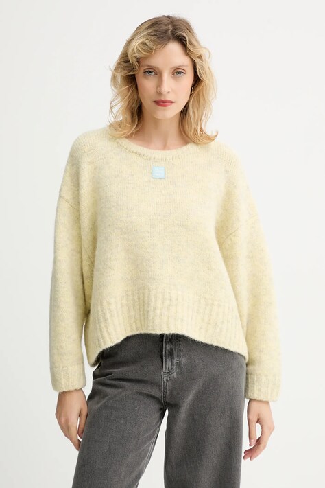 American Vintage sweter z dodatkiem wełny damski kolor żółty ciepły EAST18VM