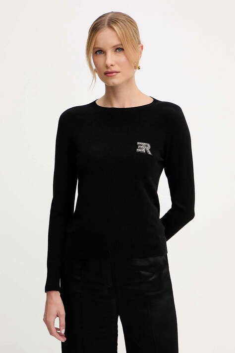 Ermanno Scervino sweter damski kolor czarny lekki 57TM047EP2