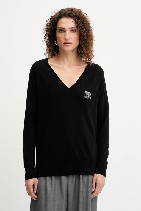 Ermanno Scervino sweter wełniany damski kolor czarny lekki 57TM055E52