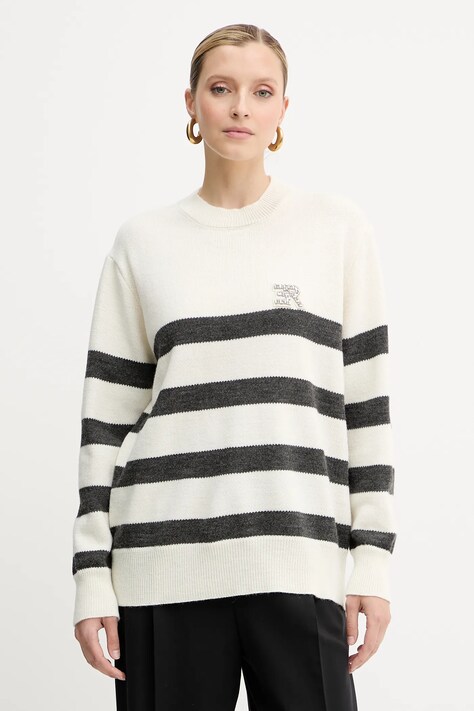 Ermanno Scervino sweter wełniany damski kolor beżowy 57TM066EA5AP