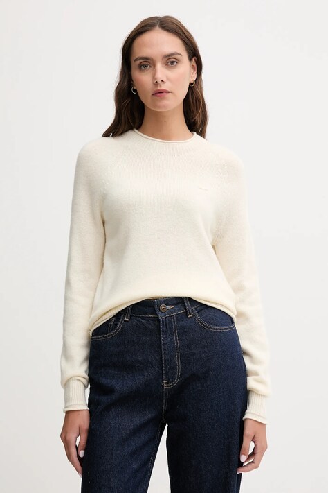 Lacoste sweter wełniany damski kolor beżowy lekki AF4160
