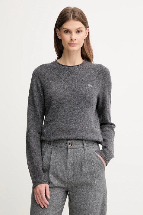 Вълнен пуловер Lacoste в сиво от лека материя AF4160