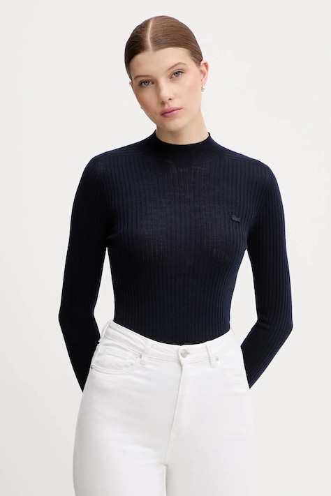 Lacoste pulover de lână culoarea verde, light, cu turtleneck, AF4189