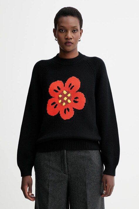 Kenzo sweter z dodatkiem wełny damski kolor czarny FF62PU7193LA