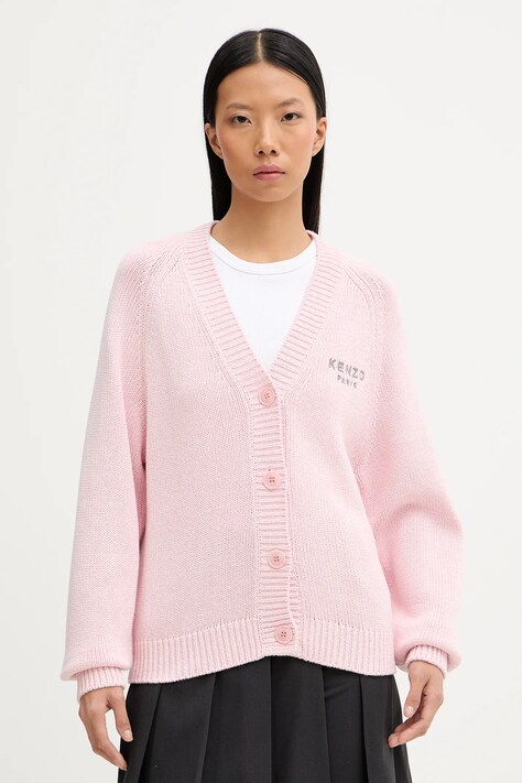 Kenzo kardigan z dodatkiem wełny damski kolor różowy FF62CA7143LA