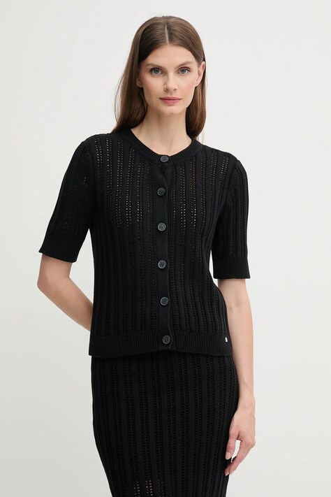 Dkny pamut kardigán fekete, könnyű, DJ5R0684