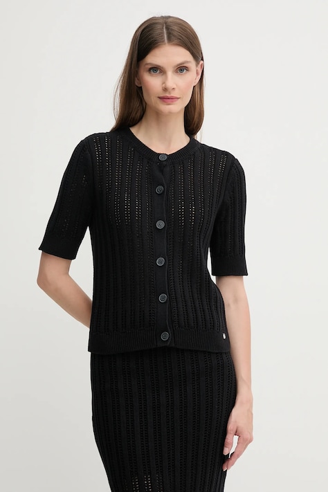 Бавовняний кардиган Dkny колір чорний легкий DJ5R0684