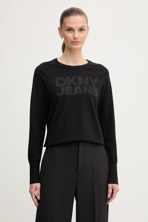 Dkny sweter damski kolor czarny lekki DJ4R0454