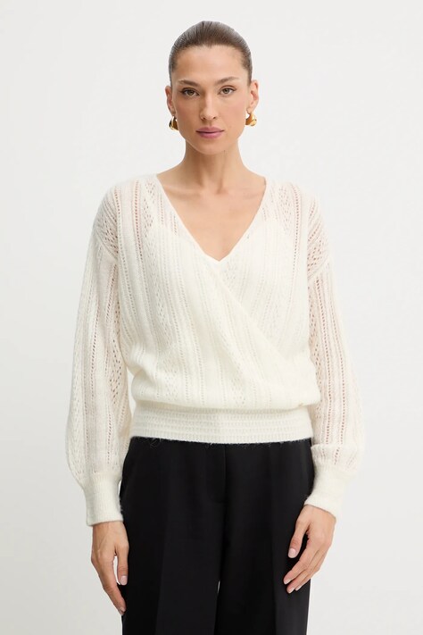 Guess sweter z dodatkiem wełny IZABELLA damski kolor beżowy lekki W5BR90 Z3HQ0
