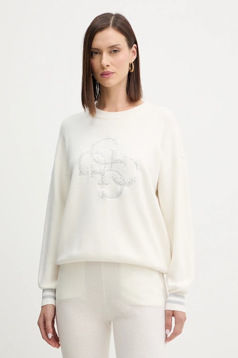 Πουλόβερ Guess SYLVIE χρώμα: μπεζ, W5BR42 Z26I2