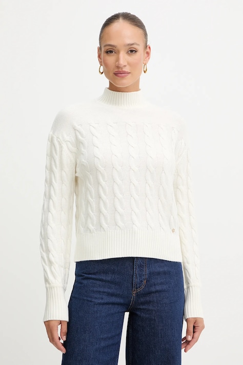 Πουλόβερ με προσθήκη μαλλιού Guess ELSA χρώμα: μπεζ, W5BR30 Z1192