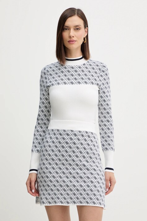 Πουλόβερ με προσθήκη μαλλιού Guess AUBREY χρώμα: μπεζ, W5BR24 Z3JD2