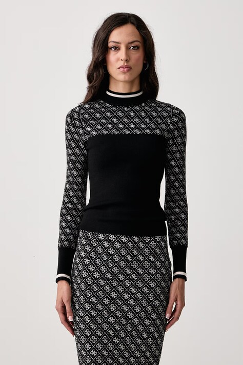 Guess Sweter damski z dodatkiem wełny AUBREY czarny W5BR24 Z3JD2