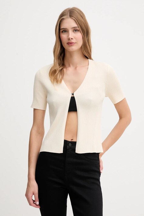 Dkny kardigan damski kolor beżowy lekki P52XAX02