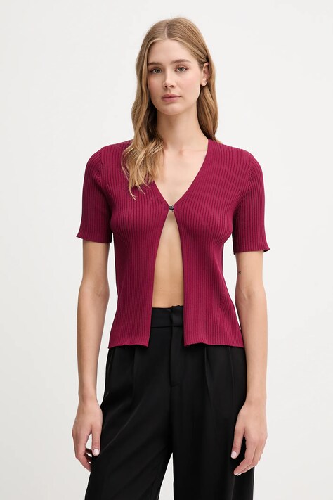 Dkny kardigan damski kolor bordowy lekki P52XAX02