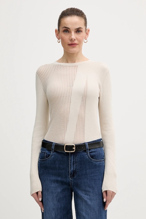 Хлопковый свитер Sisley цвет бежевый лёгкий 10C1L106M