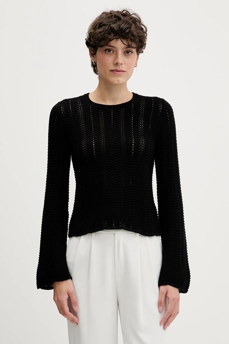 Sisley sweter bawełniany damski kolor czarny lekki 1494M106O