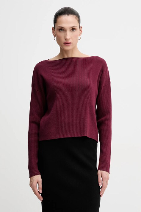 Sisley sweter z domieszką wełny damski kolor bordowy 1KHTL106J