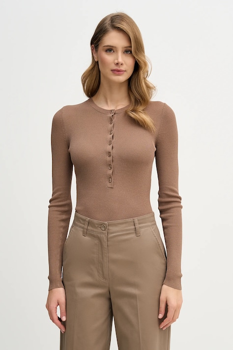 Pulover Sisley ženski, rjava barva, 19EQM2024