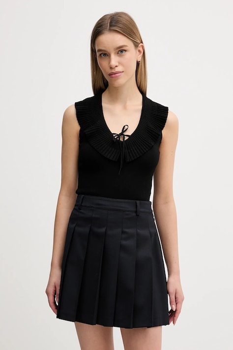 Sisley bluzka damska kolor czarny gładka 1H7PMH00K