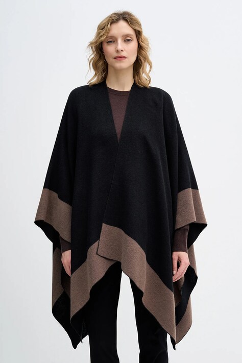 Sisley poncho damski kolor czarny lekki 6X7PWU027