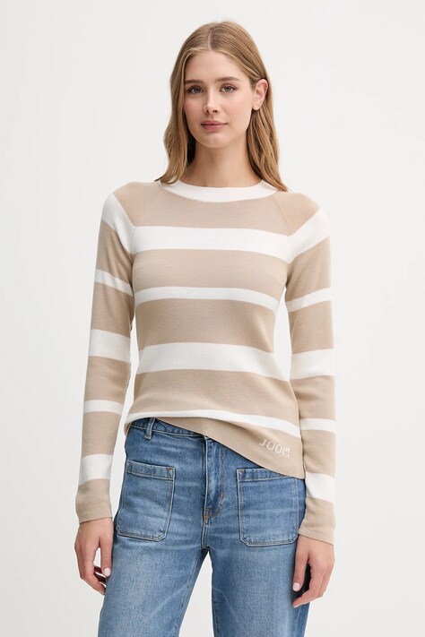 Joop! sweter wełniany damski kolor beżowy lekki 30047626