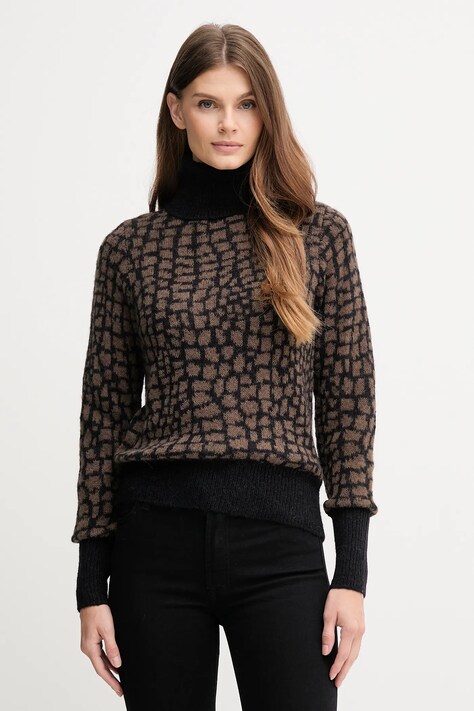 Joop! sweter z dodatkiem wełny damski kolor brązowy lekki z golfem 30048423