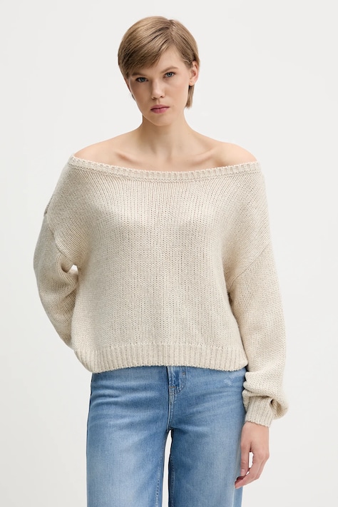 Πουλόβερ Hollister Co. χρώμα: μπεζ, KI350-5072