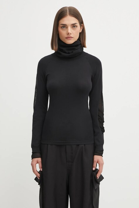 Y-3 sweter Hooded Knit damski kolor czarny lekki z golfem JX2301