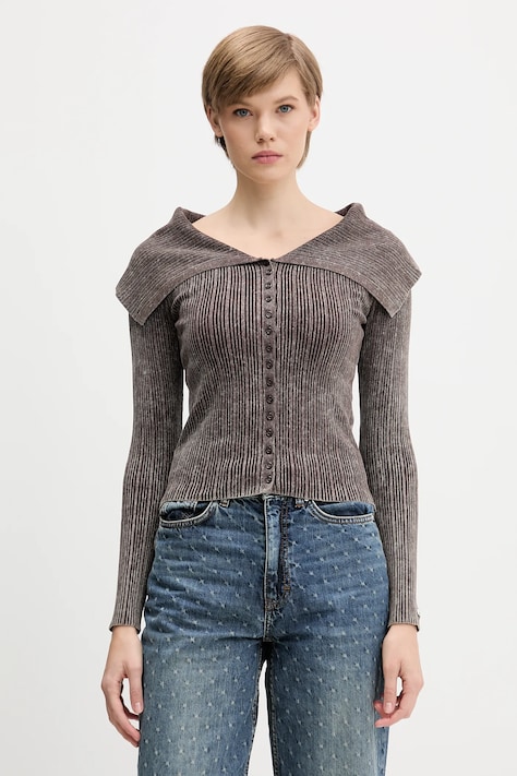 Guess Originals kardigan damski kolor brązowy lekki W5BR67 Z2YJ2