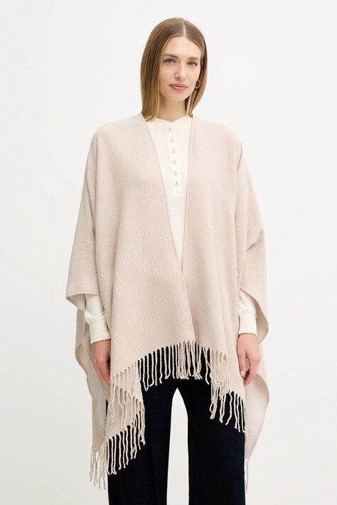 Guess poncho kolor beżowy AW5421 POL03