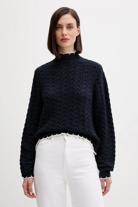 Svetr Pepe Jeans dámský, tmavomodrá barva, s pologolfem, PL7000016