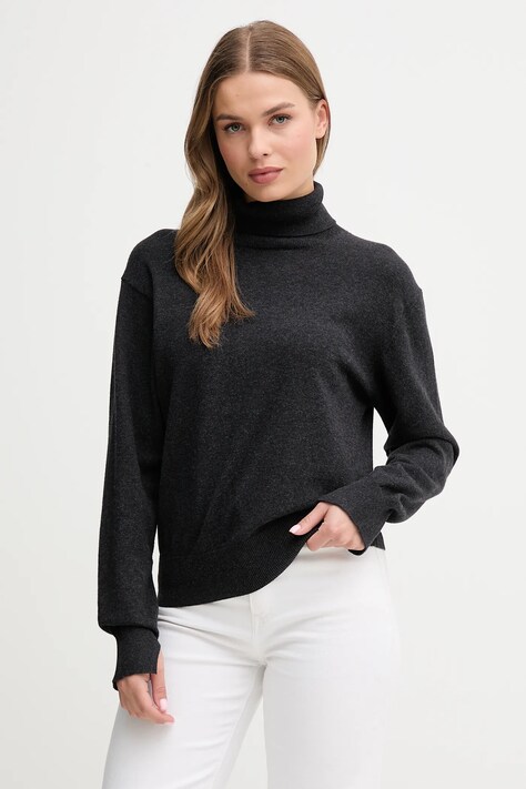 Pepe Jeans sweter z domieszką kaszmiru damski kolor czarny lekki z golfem PL7000036