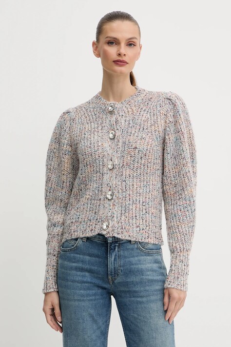 Twinset kardigan z domieszką wełny damski kolor szary 252AP3060