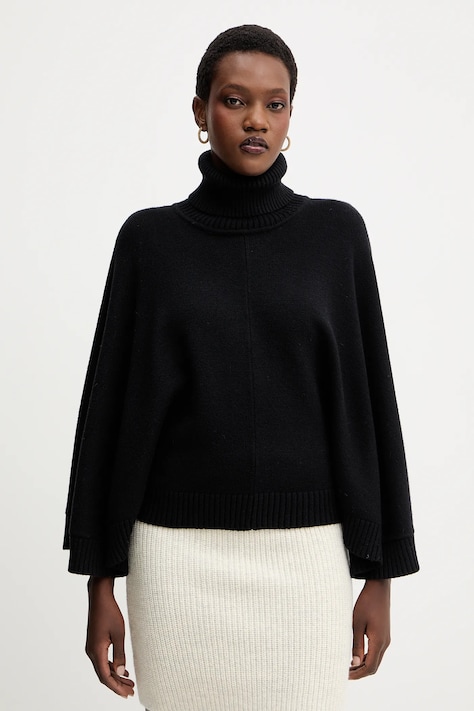 Twinset poncho kolor czarny ciepłe 252LI3NFF