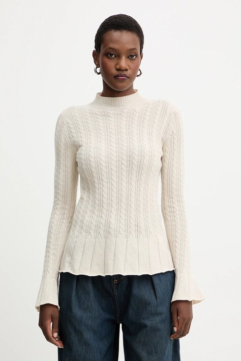 Μάλλινη μπλουζα Twinset γυναικεία, χρώμα: μπεζ, 252TP3321