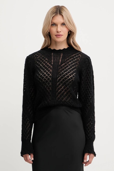 Twinset sweter wełniany damski kolor czarny 252TP3520