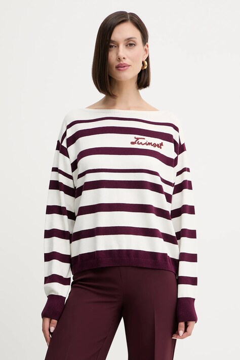 Twinset sweter z domieszką wełny damski kolor bordowy lekki 252TP3091