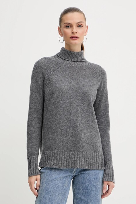 Twinset pulover de lână culoarea gri, cu guler, 252TP3582
