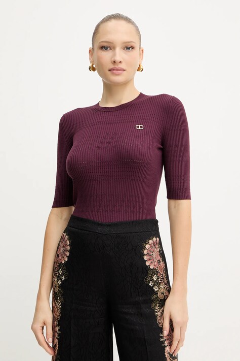 Twinset t-shirt damski kolor bordowy 252TP3240